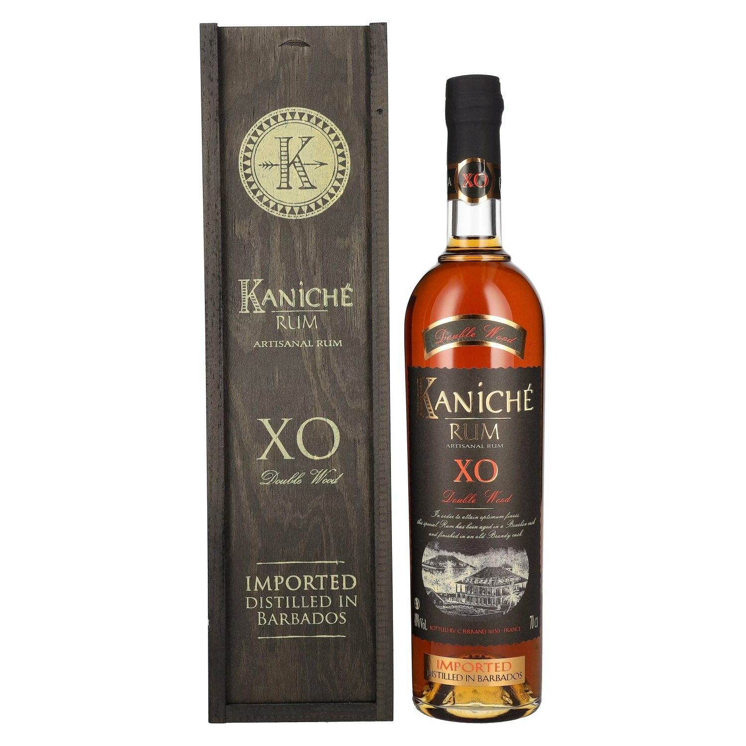 Kaniché Rum XO Double Wood Artisanal Rum 40% Vol. 0,7l in Holzkiste