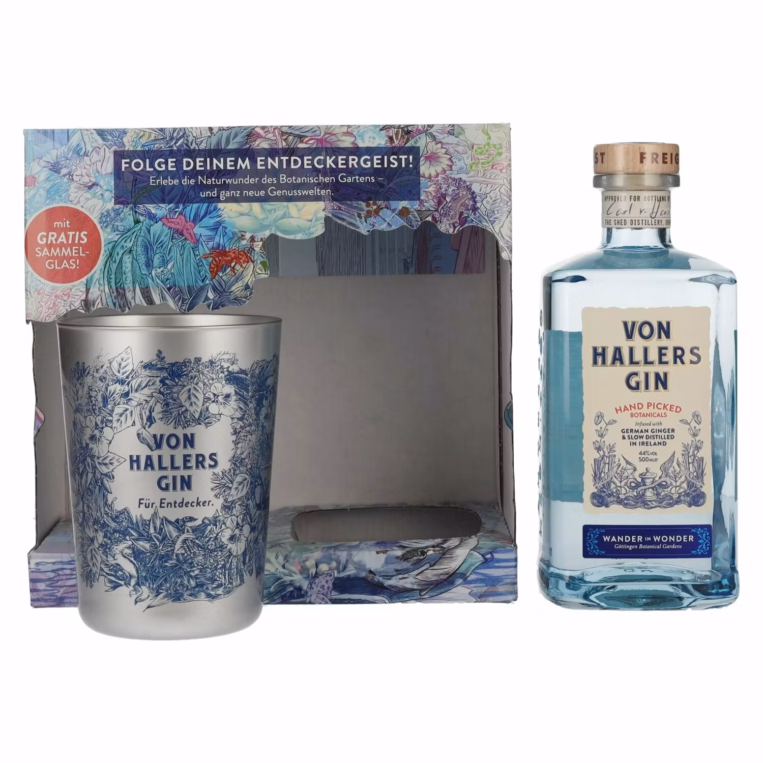 Von Hallers Gin 44% Vol. 0,5l in Giftbox with Becher