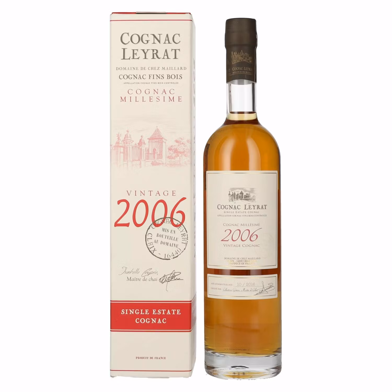 Cognac Leyrat Single Estate Cognac Vintage 2006 41,8% Vol. 0,5l in Giftbox