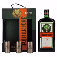 Jägermeister TRAVELLERS' EXCLUSIVE 35% Vol. 1l in Giftbox with 3 Metal Shot Cups