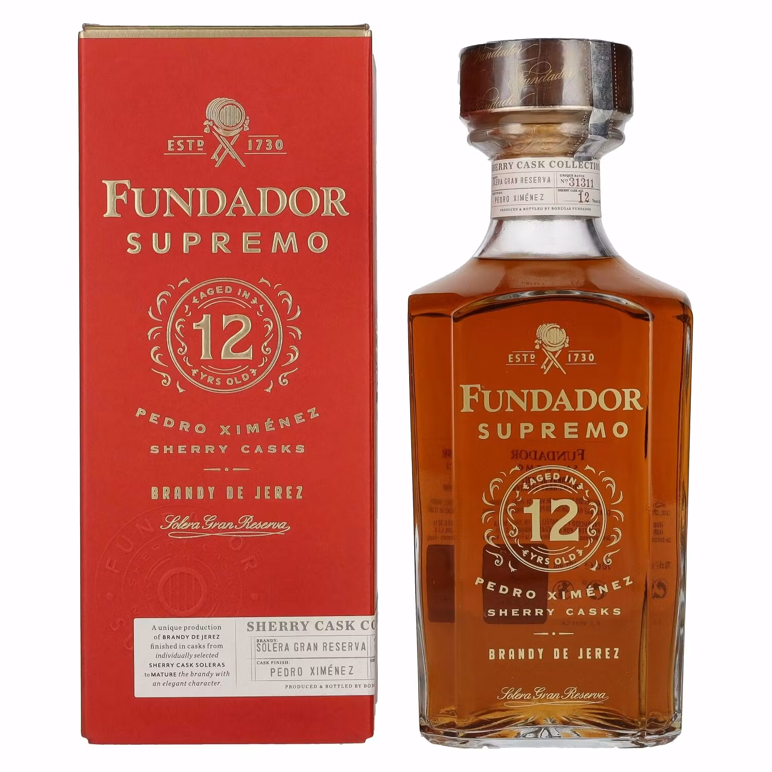 Fundador Supremo 12 Years Old Sherry Casks Brandy de Jerez 40% Vol. 0,7l in Giftbox