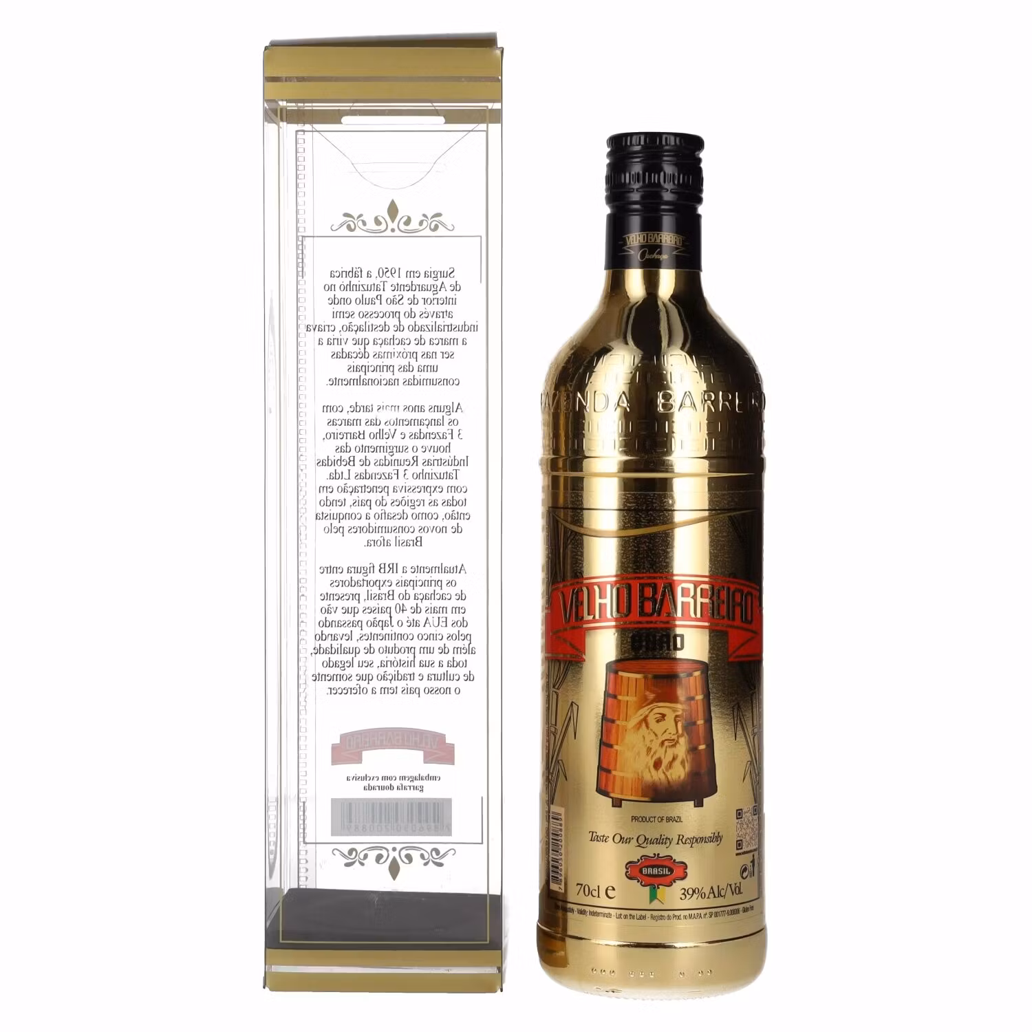 Velho Barreiro OURO Cachaça 39% Vol. 0,7l in Giftbox