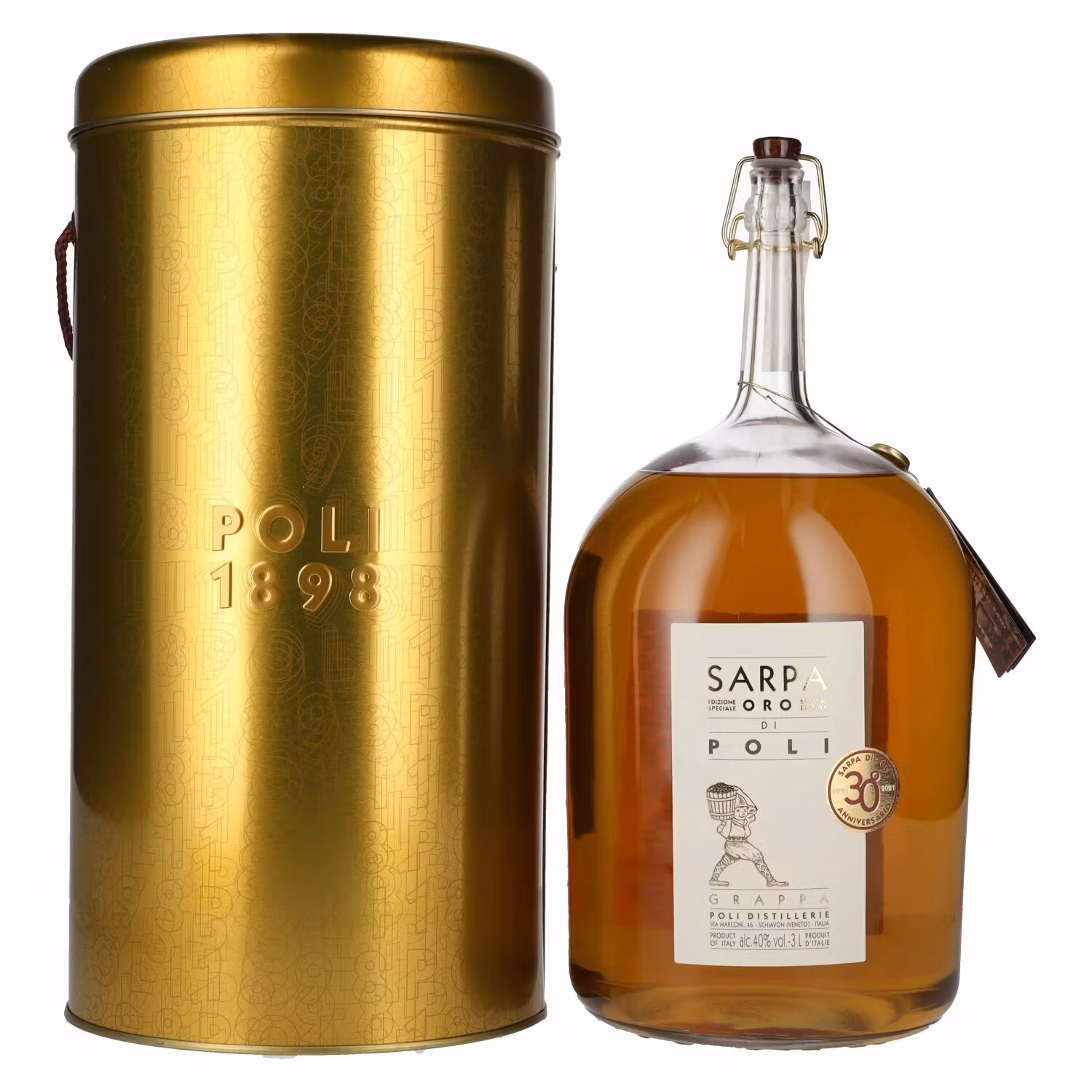 Poli Grappa Sarpa Oro di Poli 40% Vol. 3l in Giftbox