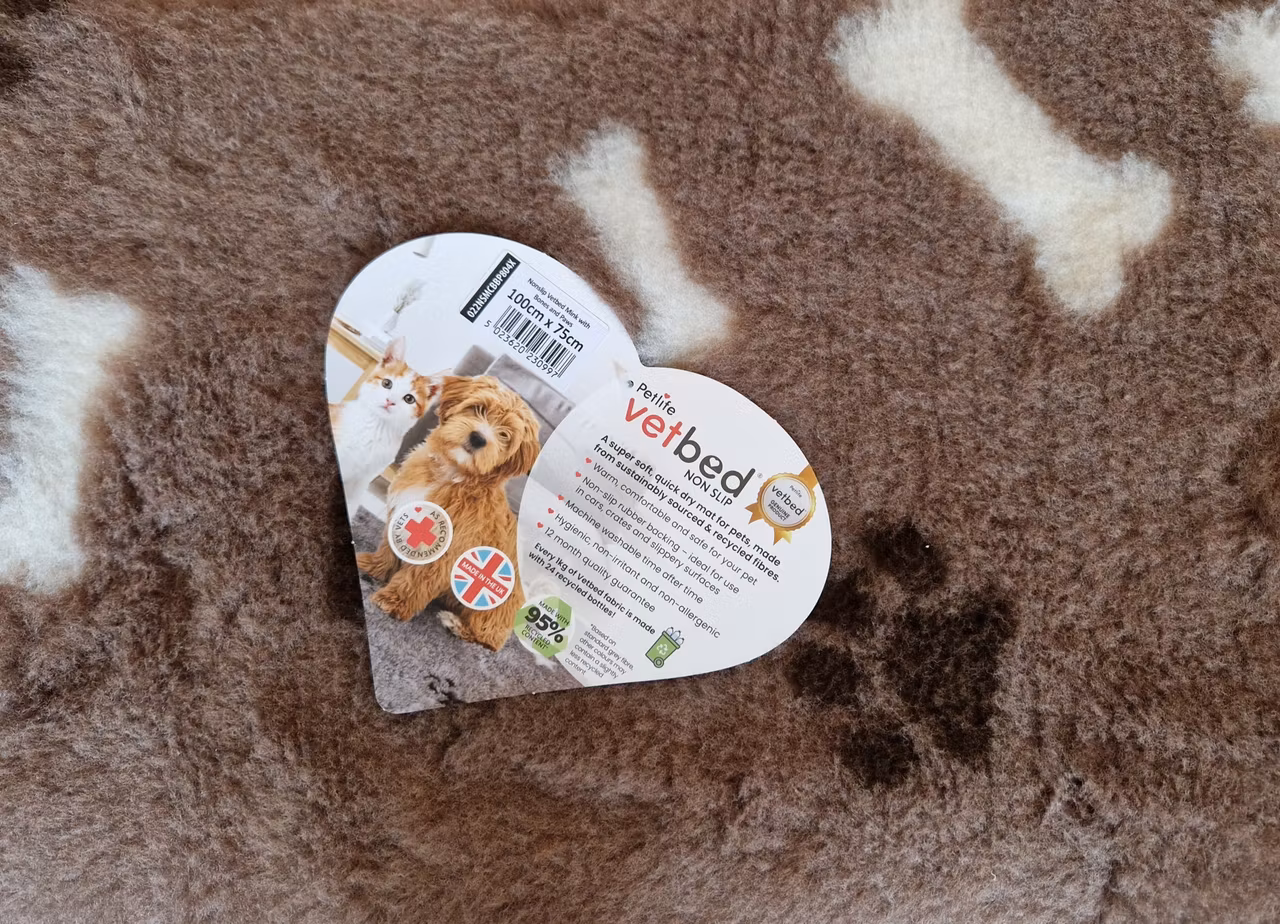 Vet Bed (75x50cm) Mink with Bones and Paws