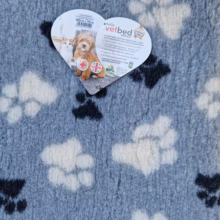 Vet Bed (150x100cm)  Duo-Paw Grey with Black&White Paws