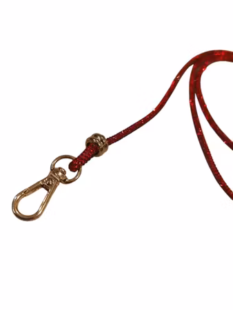 Hemeli Design Utstillingsbånd rød glitter/gull krok ca 100 cm