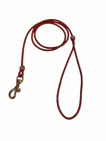 Hemeli Design Utstillingsbånd rød glitter/gull krok ca 100 cm