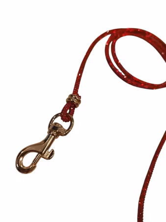 Hemeli Design Utstillingsbånd rød glitter/gull krok ca 100 cm