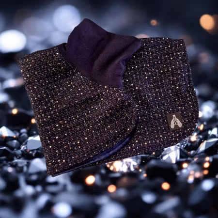 Silkedekken midnattsblå "Chanel" stoff m/paljetter  XS