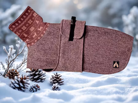 Ulldekken støvet lyngfarge med bryst/magebelte M