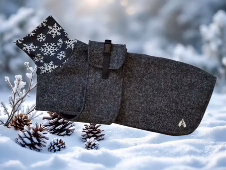 Ulldekken mørk koksgrå med bryst/magebelte M (Hannhund)