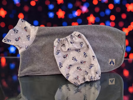 Fleece tørkedekken sett Grå m/Mikke Mus M