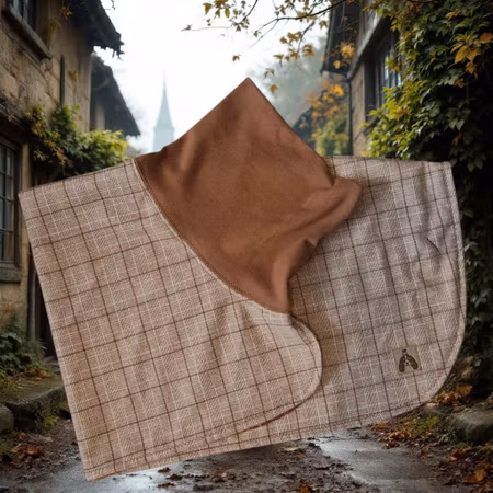 Silkedekken karamell/brun rutet M