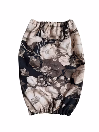 Matørehette sort/beige blomstret L