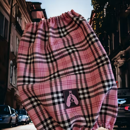Spradeørehette tartan rutet rosa S
