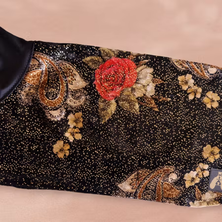 Silkedekken sort velour m/print M