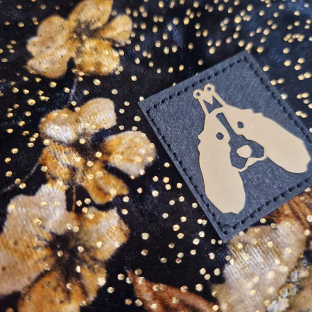 Silkedekken sort velour m/print M