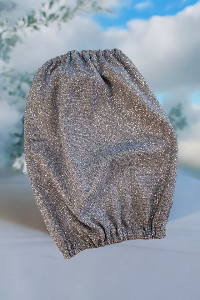 Show ørehette blågrå glitter M