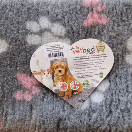 Vet Bed (100x75 cm) Grey with Pink and White Paws