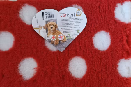 Vet Bed (100x75 cm) Red with White Polka Dots