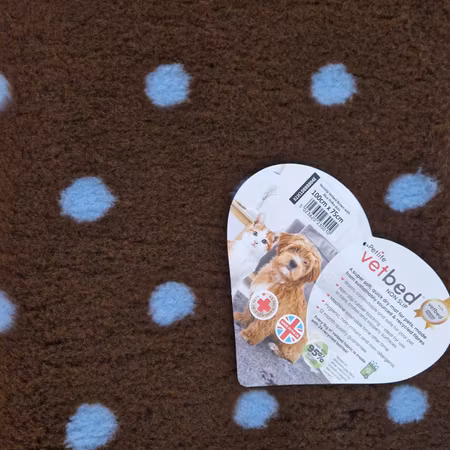 Vet Bed (100x75 cm) Brown with Blue Polka Dots