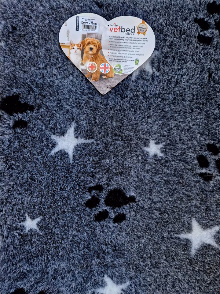 Vet Bed (100x75 cm) Grey With Stars&Paws