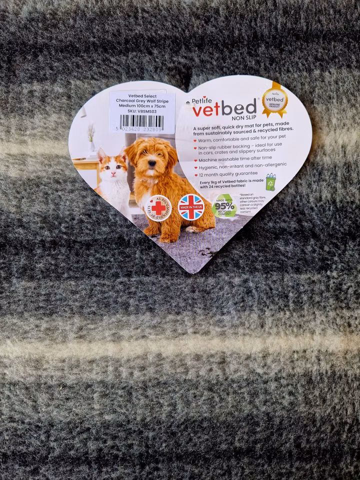 Vet Bed (100x75 cm) Select Charcoal Wolf Stripe