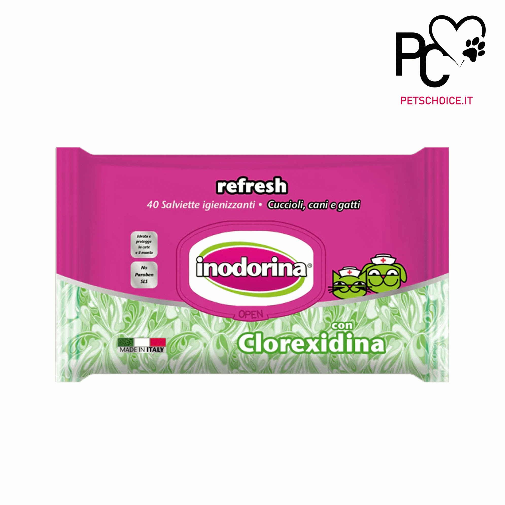 Inodorina Våtservietter Refresh Clorexidine 40stk