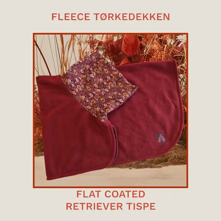 Fleece tørkedekken vinrød m/blomster S