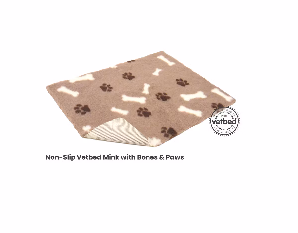 Vet Bed (75x50cm) Mink with Bones and Paws