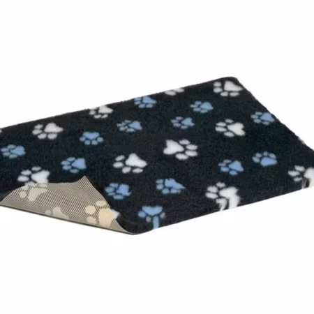 Vet Bed (75x50 cm) Duo-paw Charcoal with Blue&White Paws