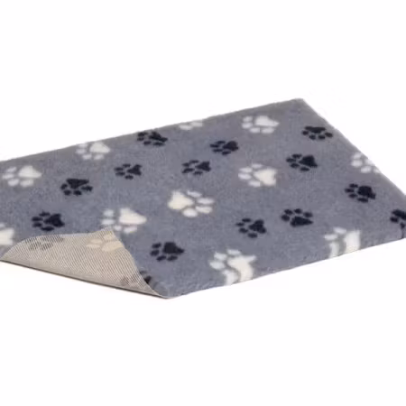 Vet Bed (100x75 cm)  Duo-Paw Grey with Black&White Paws