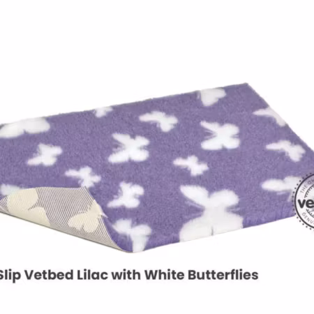 Vet Bed (100x75 cm) Lilac with White Butterflies