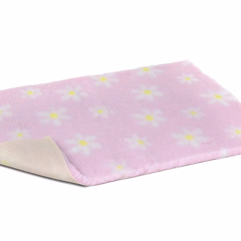 Vet Bed (100x75 cm) Pink with Daisies