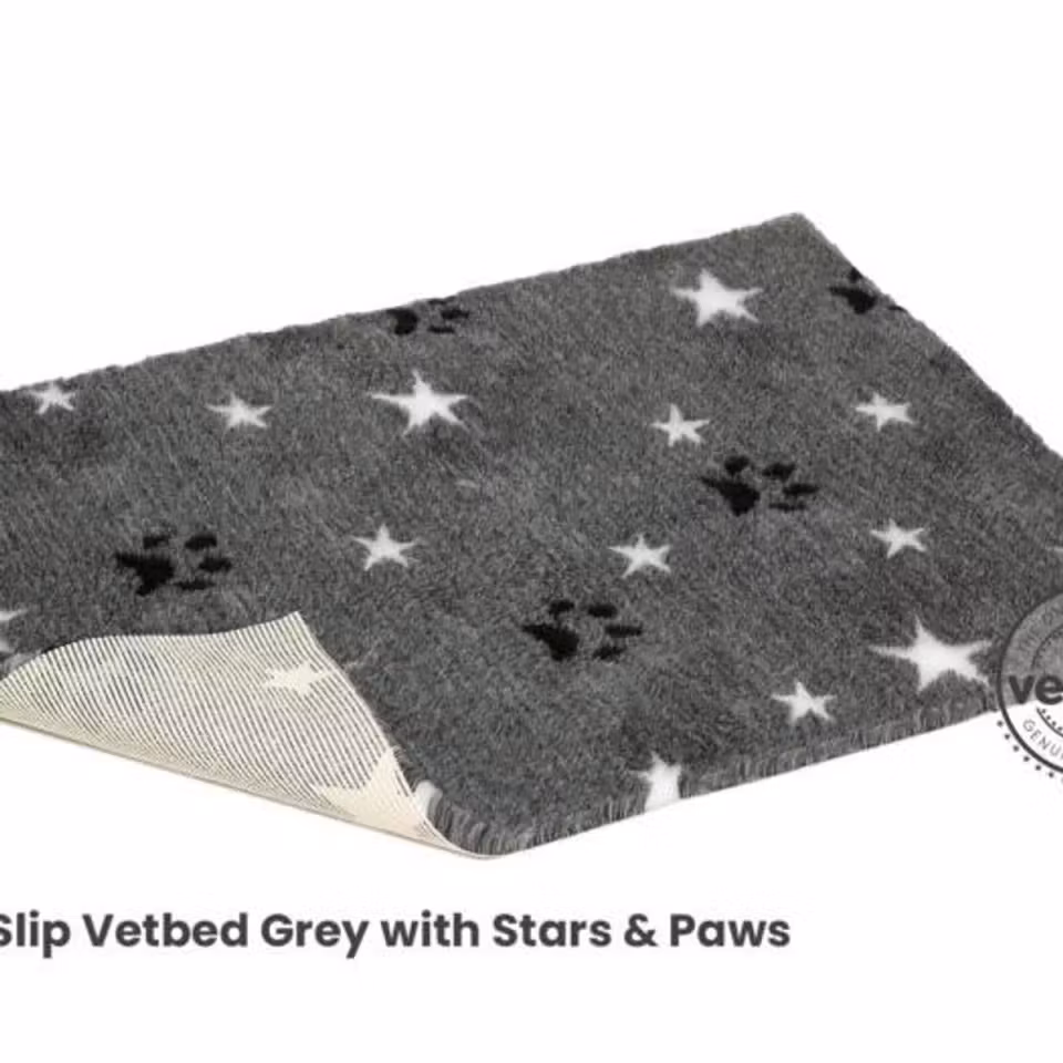 Vet Bed (100x75 cm) Grey With Stars&Paws