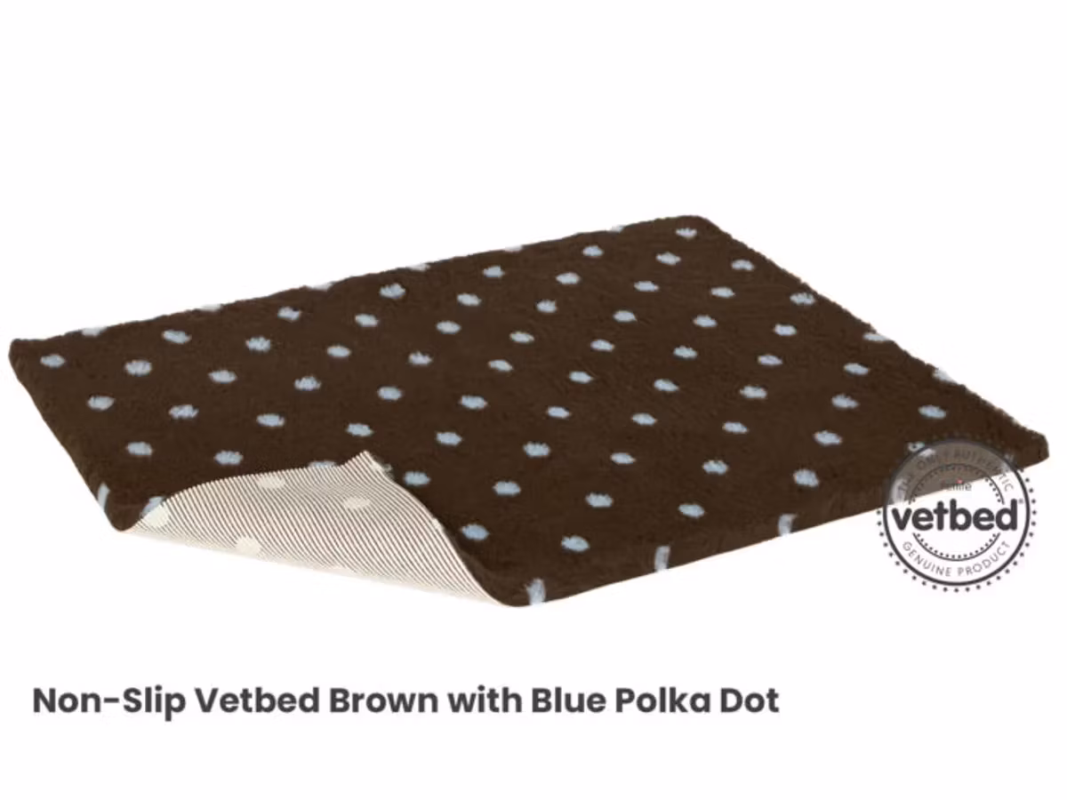 Vet Bed (100x75 cm) Brown with Blue Polka Dots