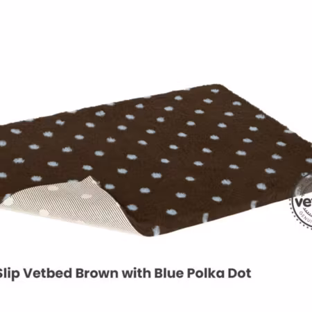 Vet Bed (100x75 cm) Brown with Blue Polka Dots