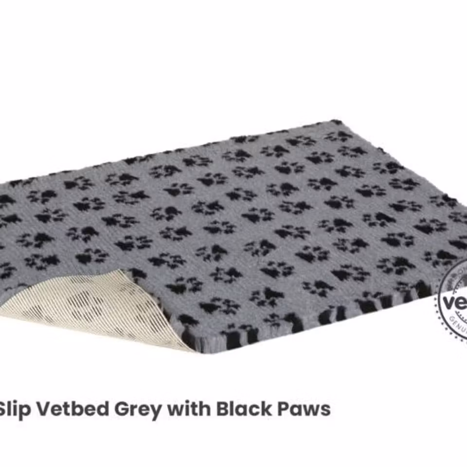Vet Bed (100x75 cm) Grey with Black Paws