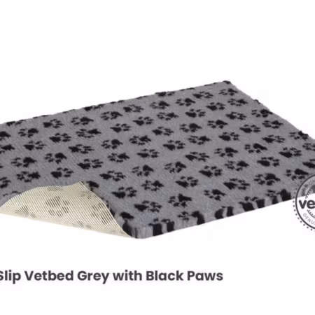 Vet Bed (100x75 cm) Grey with Black Paws