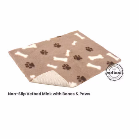 Vet Bed (100x150cm) Mink with Bones and Paws