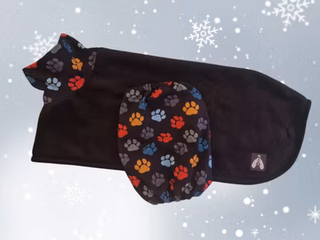 Fleece tørkedekken sett sort med poter L
