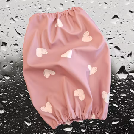 Regnørehette Støvet rosa m/hjerter