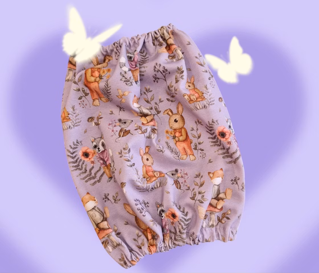 Fleece tørkedekken sett Lilla m/dyreprint XS