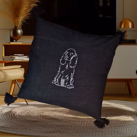 Putetrekk sort/grå Cocker Spaniel 45x45cm