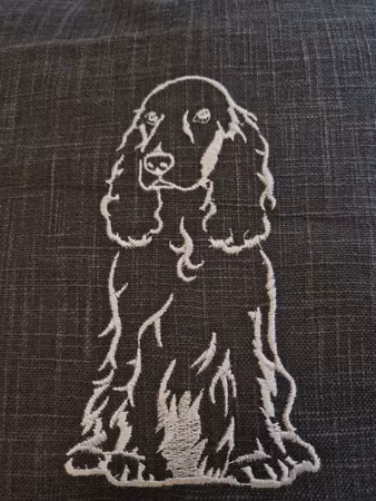 Putetrekk sort/grå Cocker Spaniel 45x45cm
