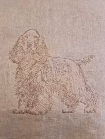Putetrekk 50x50 cm 100%lin Cocker Spaniel beige