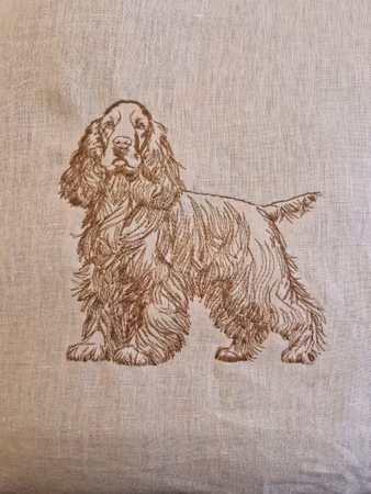 Putetrekk 50x50 cm 100%lin Cocker Spaniel konjakk
