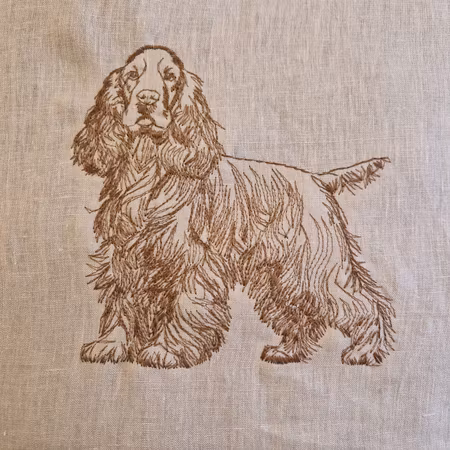 Putetrekk 50x50 cm 100%lin Cocker Spaniel konjakk