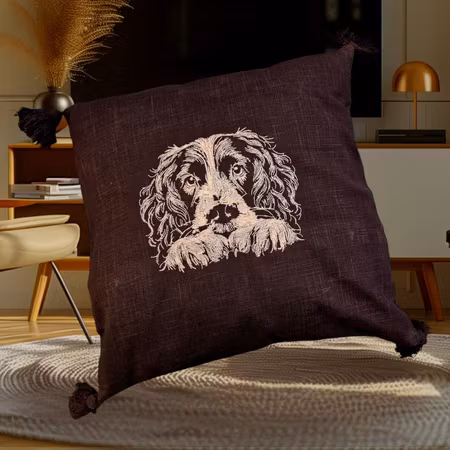 Putetrekk sort m/hvit Engelsk Springer Spaniel 45x45cm