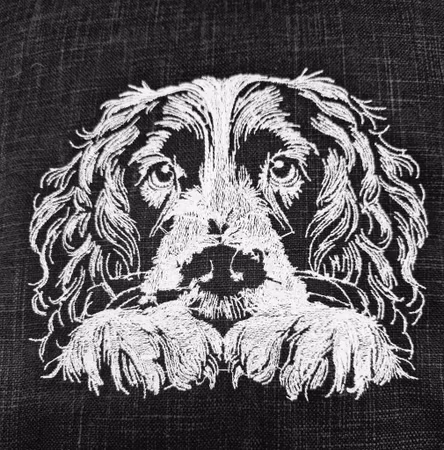 Putetrekk sort m/hvit Engelsk Springer Spaniel 45x45cm